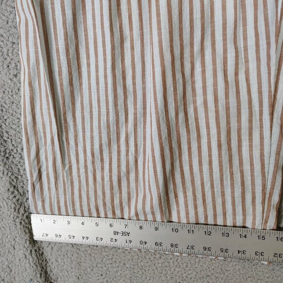 By Anthropologie Pants Women Small Gray Brown Striped Drawstring Waist Wide Leg - Picture 5 of 13